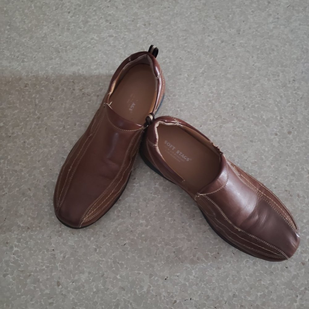 SOFT STAGE Men's Brown Leather Loafers Size 12 M